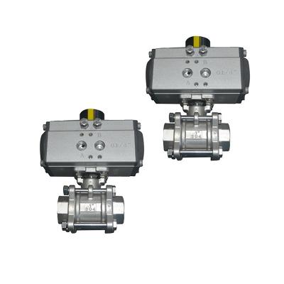 AOBL氣動三片式絲扣球閥不銹鋼三片式螺紋口DN20dn25多規(guī)格可選